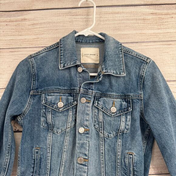 Lucky Brand Tomboy Trucker Denim Jacket Womens XS blue Medium Wash - Picture 3 of 14